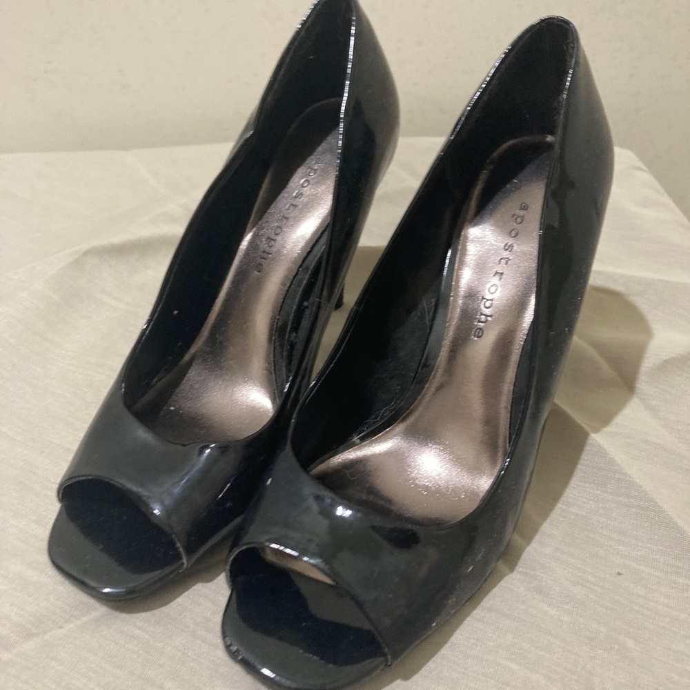 Black peep toe heels